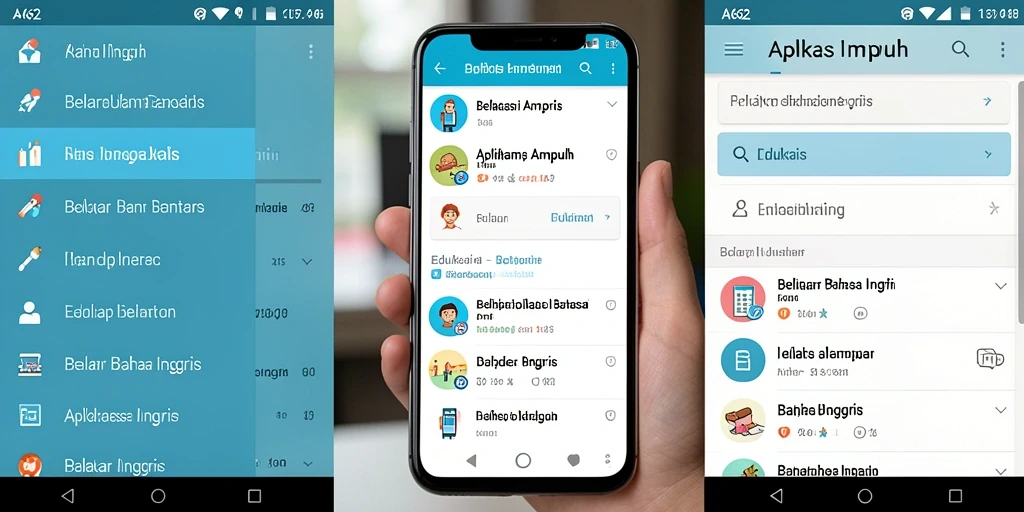 Antarmuka utama aplikasi AA62 untuk Belajar Bahasa Inggris.