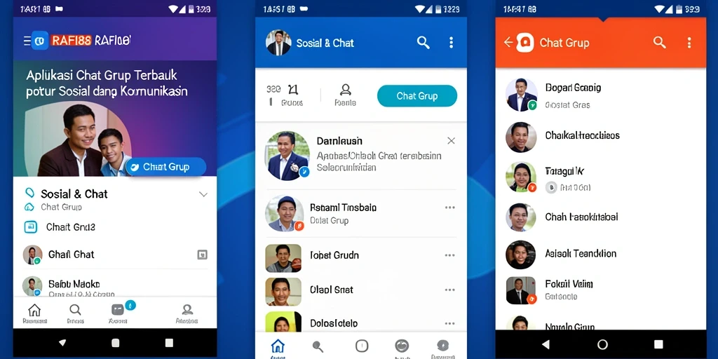 Antarmuka aplikasi RAFI88 yang menampilkan fitur Chat Grup.