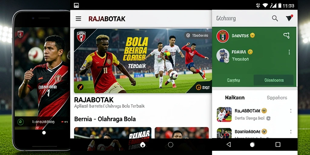 Tampilan antarmuka RAJABOTAK yang menampilkan berita olahraga bola.