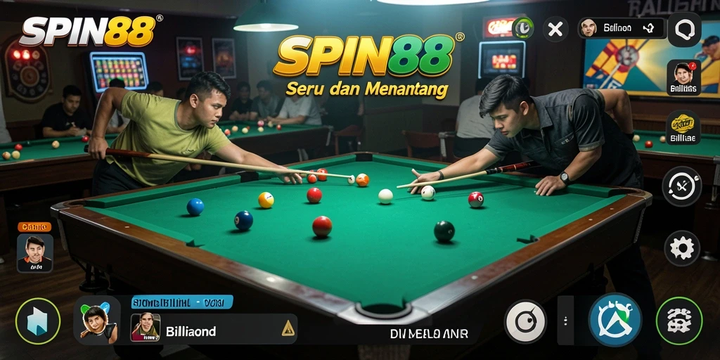 Antarmuka permainan Billiard SPIN88 yang menarik dan intuitif.