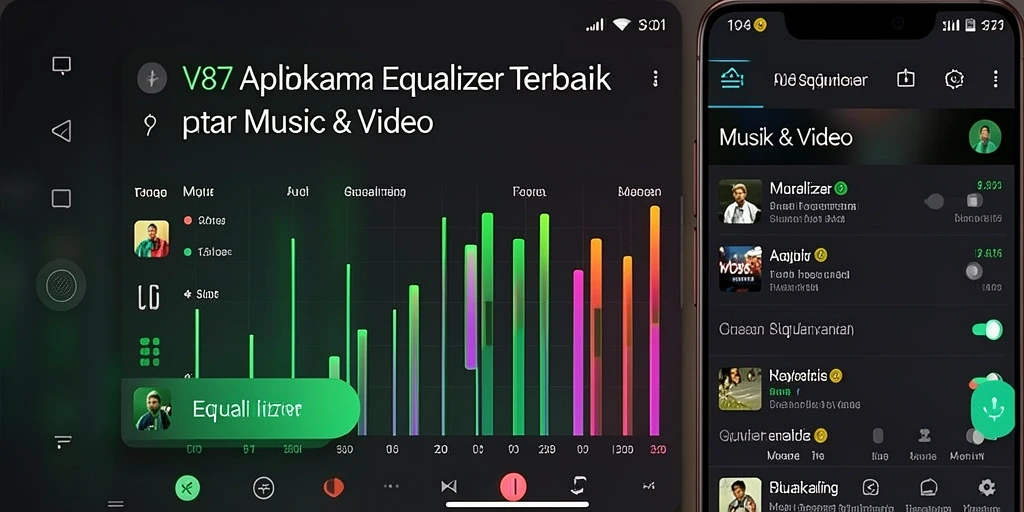 Antarmuka V87 menampilkan kontrol equalizer yang intuitif dan mudah digunakan.