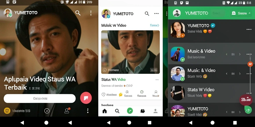 Tampilan antarmuka YUMETOTO untuk status WA video yang menarik.